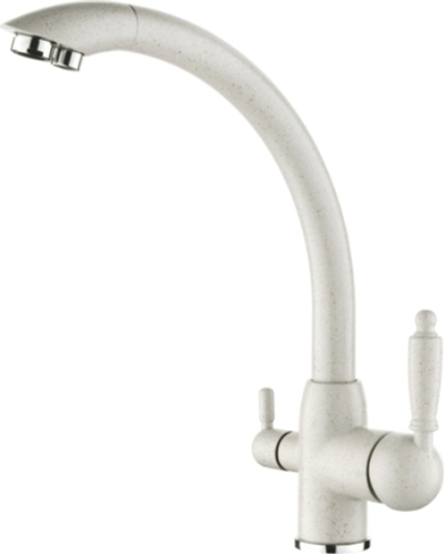 смеситель кухня LEDEME картридж д.35мм, с выходом питьевой воды, молочно-матовый L4455W-3