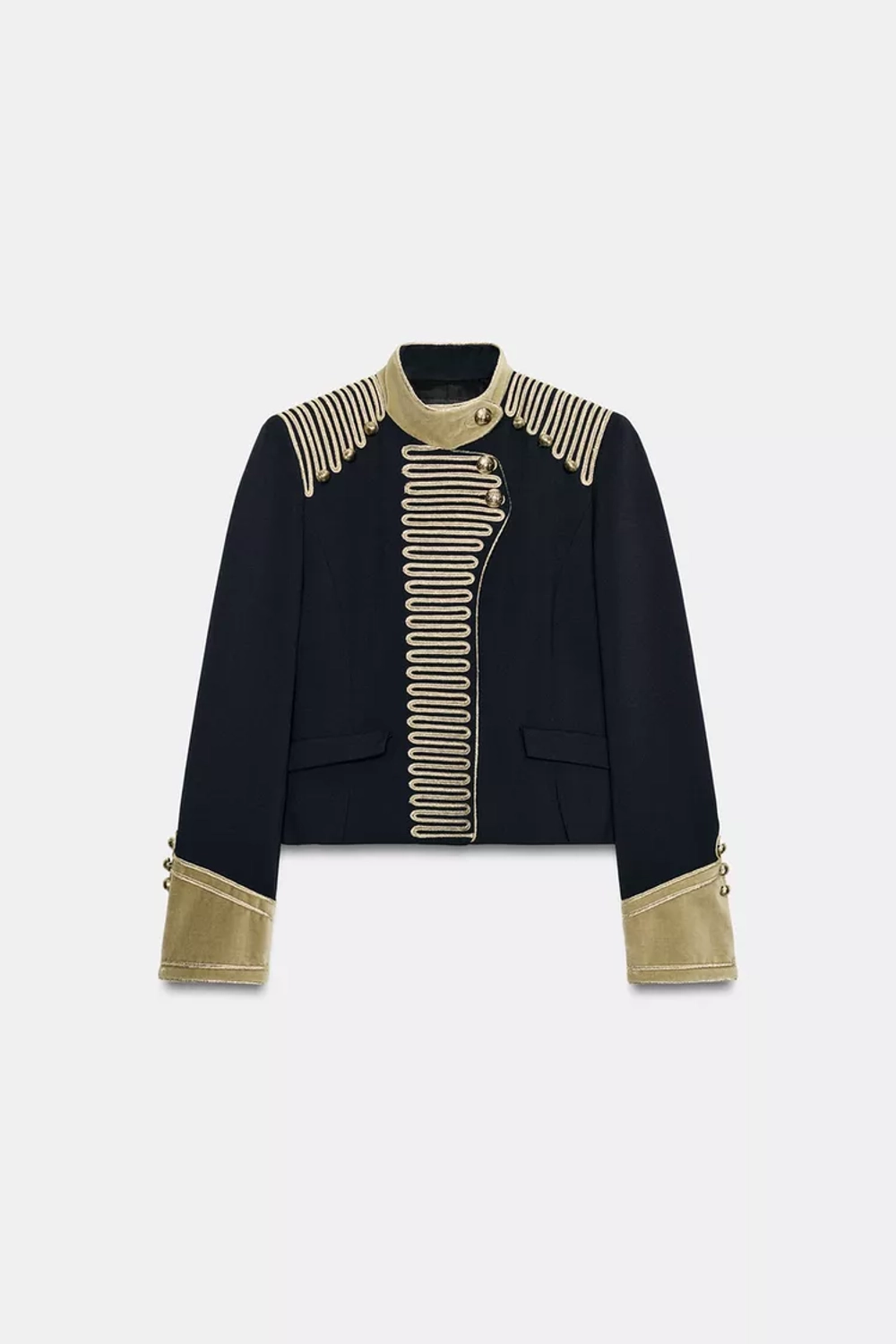 ZARA КУРТКА С ЗАСТЕЖКАМИ-АЛАМАРАМИ — ZW LIMITED EDITION, МОРСКОЙ ТЕМНО-СИНИЙ