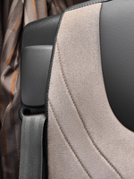 Чехлы Люкс DAF XF 106 (экокожа, черный цвет, бежевая вставка)