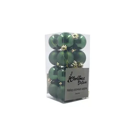 Набор пластиковых шаров Милена 40 мм., зеленый, 16 шт., Christmas DeLuxe (87049)