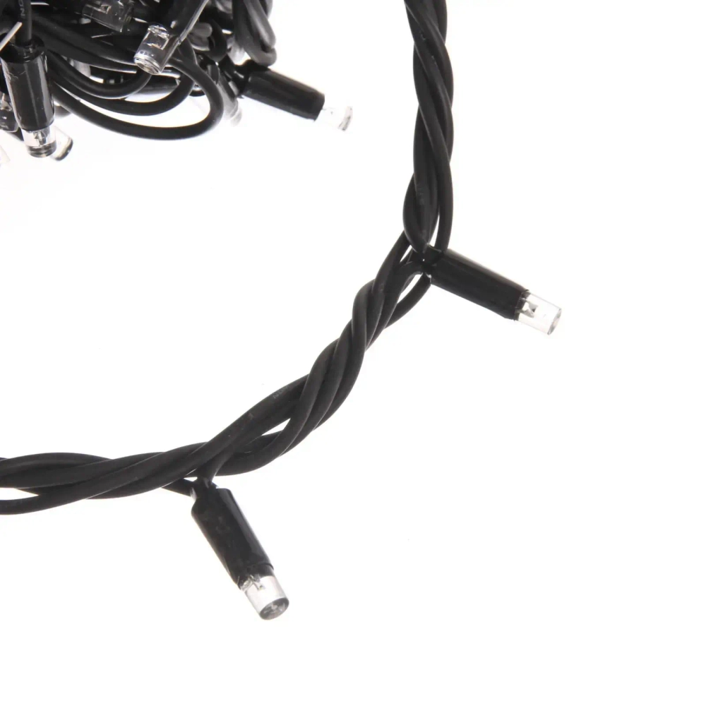 Гирлянда для улицы 20м 240 ламп LED чёрный провод, 8 реж, IP-54, Теплый белый (возможность соединения)