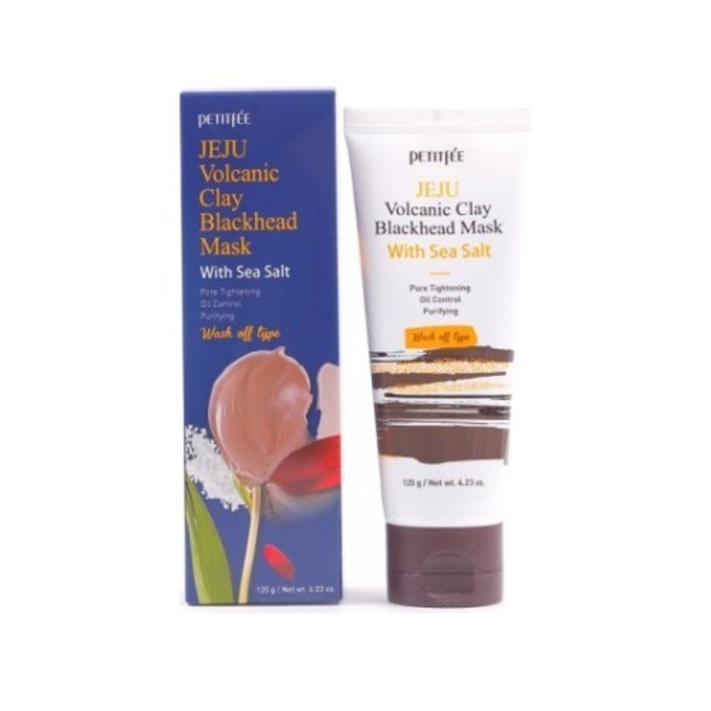Маска для лица очищающая с вулканической глиной и морской солью Petitfee Jeju Volcanic Clay Blackhead Mask With Sea Salt 120г