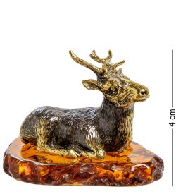 Народные промыслы AM-2056 Фигурка «Олень» (латунь, янтарь)