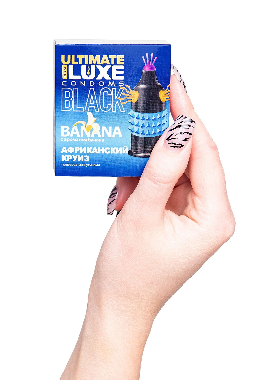 Черный стимулирующий презерватив "Африканский круиз" с ароматом банана - 1 шт.