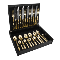 Набор столовых приборов на 6 персон 24 предмета Cutipol Piccadilly Bright gold в подарочной упаковке