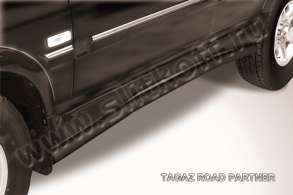 Пороги стальные Tagaz Road Partner (2008-2011) d57 с гибами (черные)