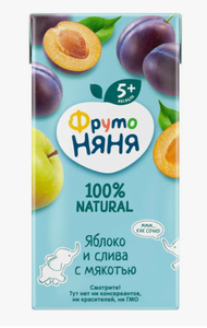 СОК ФРУТОНЯНЯ ЯБЛОЧНО-СЛИВОВЫЙ С МЯКОТЬЮ 200МЛ