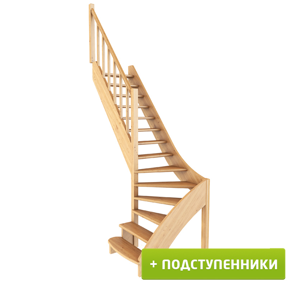 Лестница на второй этаж ЛС-07м/5 Левая с подступенками под покраску