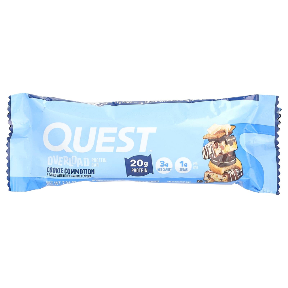 Quest Nutrition, Протеиновый батончик Overload, Cookie Commotion, 12 батончиков, 58 г (2,04 унции)