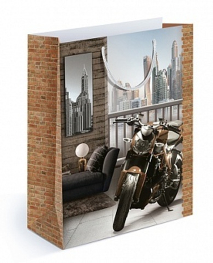 Пакет подарочный Лофт с байком 31*22*10 см.