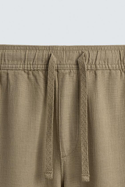 ZARA БРЮКИ RELAXED FIT С РЕЛЬЕФНОЙ СТРУКТУРОЙ, РЫЖЕВАТО-КОРИЧНЕВЫЙ