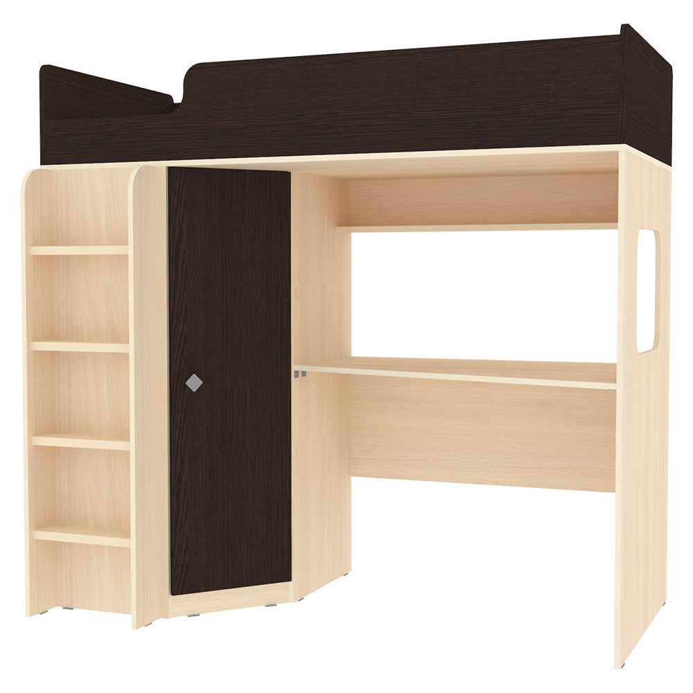 Кровать-чердак КарИВи Л-B605.41 75x175  Дуб Молочный Венге