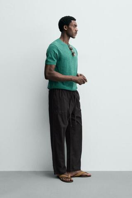 ZARA ФУТБОЛКА КЛАССИЧЕСКОГО КРОЯ, ЗЕЛЕНЫЙ