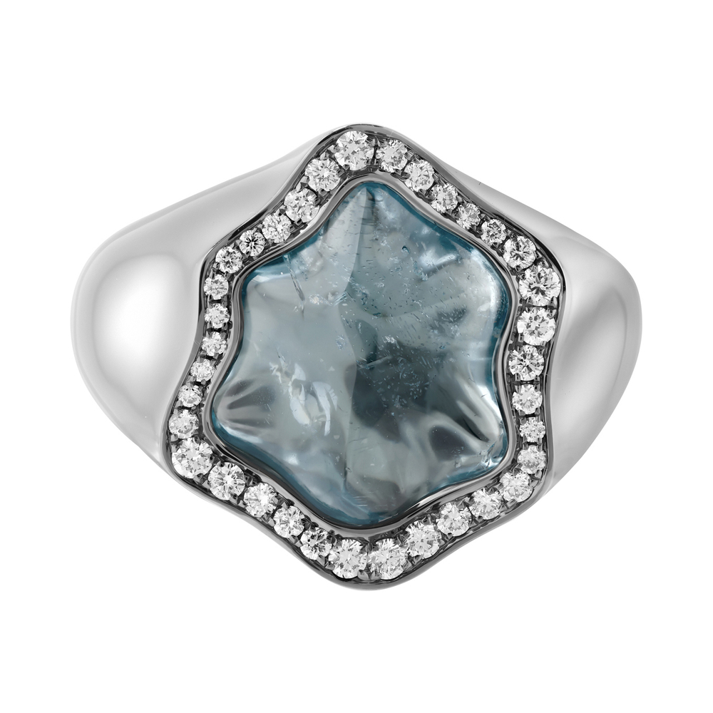 Кольцо с Аквамарином и Бриллиантами, R0030-66/1