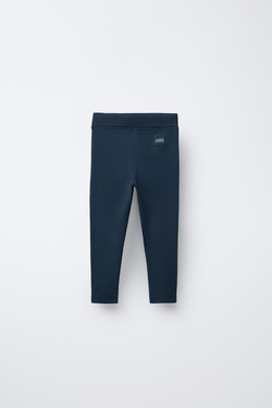 ZARA ЛЕГИНСЫ В РУБЧИК С НАШИВКОЙ, МОРСКОЙ СИНИЙ