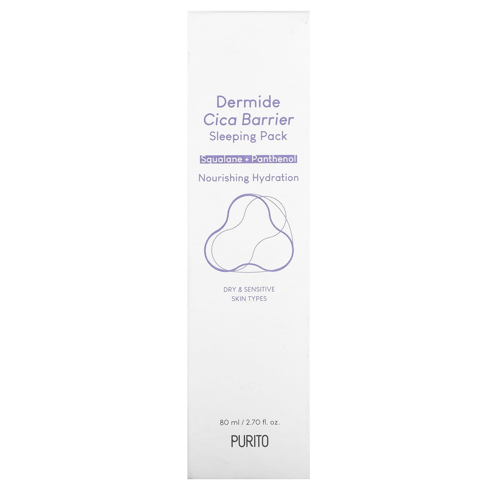 Purito, Dermide Cica Barrier, спальный пакет, 80 мл (2,70 жидк. унц.)