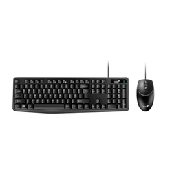 Комплект (клавиатура + мышь) Клавиатура + мышь Genius КМ-170 (Черный, USB,104 кл+ кнопка SmartGenius, мембранная, защита от проливаний,1000 DPI) [31330006403]