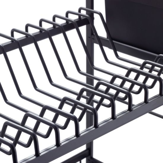 Сушилка для посуды Ofenbach NB 100401 двухъярусная черная (52х24,7х34,5 см) из алюминия с поддоном