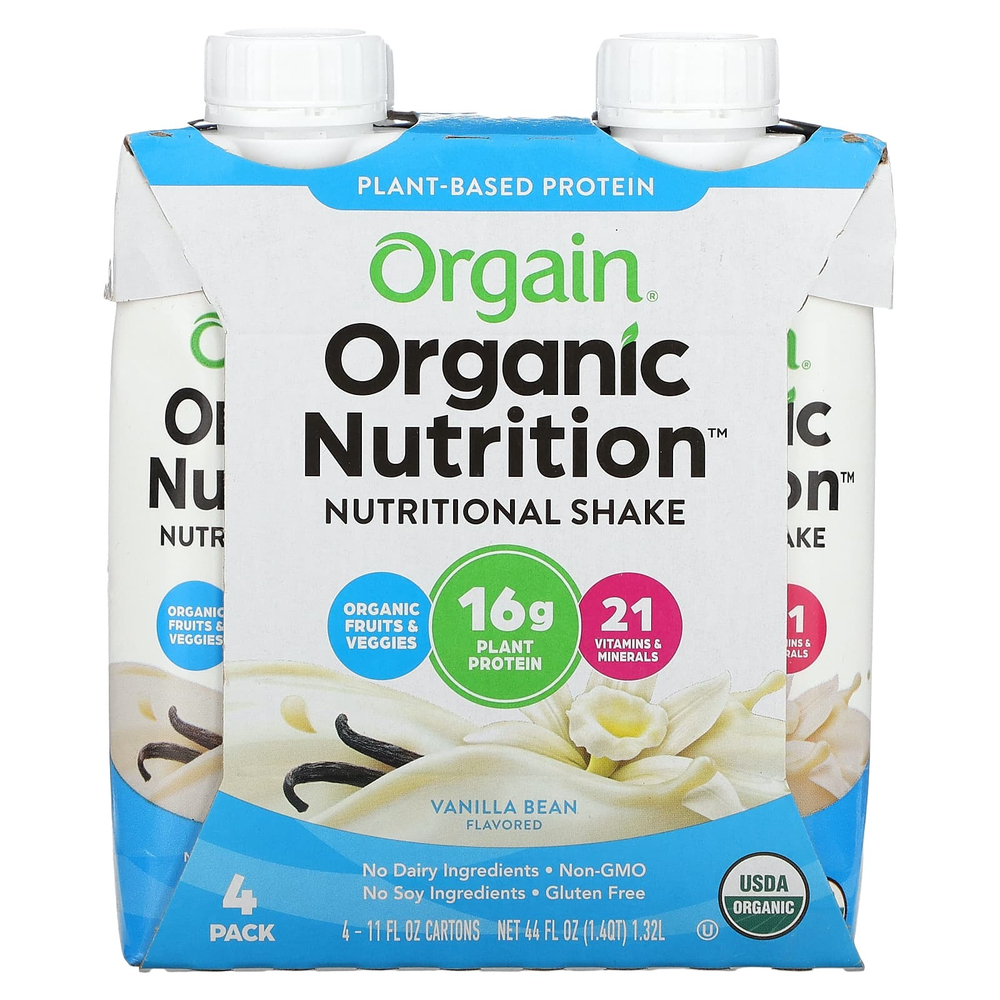 Orgain, Organic Nutrition, питательный коктейль, ваниль, 4 пакетика по 330 мл (11 жидк. унц.)