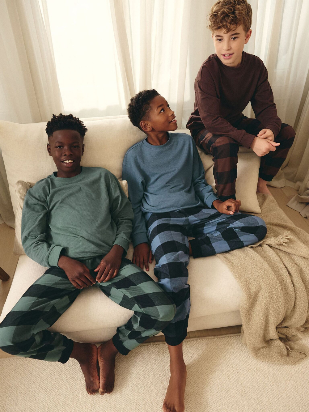Пижама для мальчика Next K99-122, 3 шт., Хаки, Голубой, Коричневый