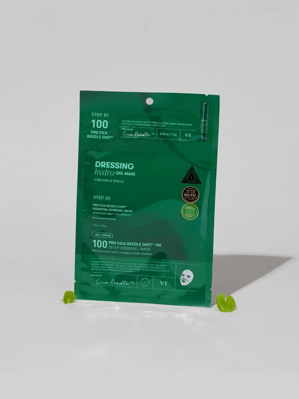 VT Cosmetics Двухступенчатая гидрогелевая маска с микроиглами для увлажнения и успокоения кожи Pro Cica Reedle Shot 100 2Step Hydrogel Mask 33 гр х 4 шт