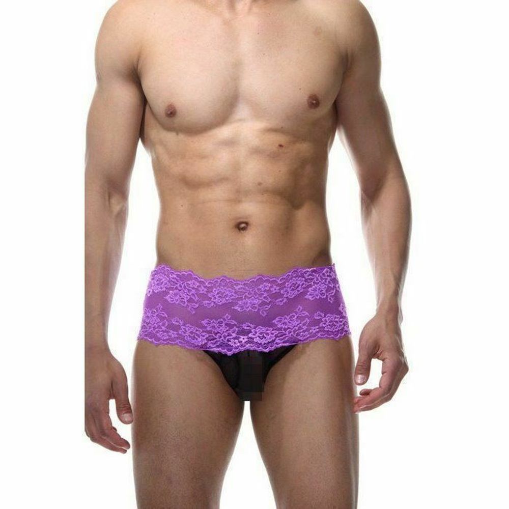 Мужские трусы тонги сиреневые кружевные La Blinque LB15412