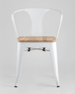Стул TOLIX ARM WOOD с подлокотниками белый