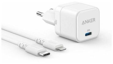 Адаптер питания Anker PPort III Cube 20W B2149 с кабелем USB-C - lightning белого цвета