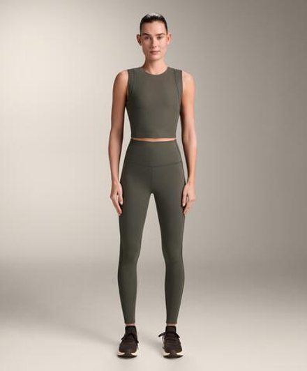 OYSHO Легинсы Comfortlux с высокой посадкой в ​​рубчик, длиной до щиколотки, зеленый