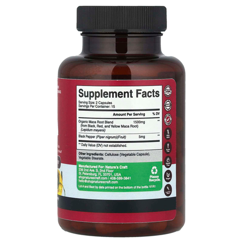 Nature's Craft, Women's Wellness, комплекс из корня маки, 30 капсул