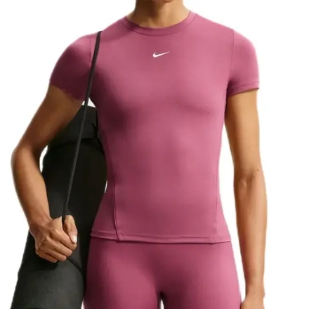 Женская теннисная футболка Nike One Fitted Short Sleeve - pink smoke/white