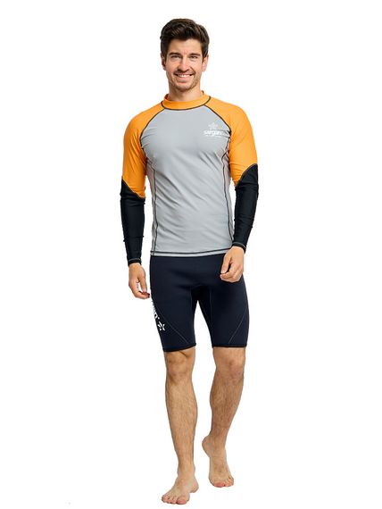 Футболка рашгард лонгслив Sargan Агидель UPF 50+ мужская серо-оранжевая