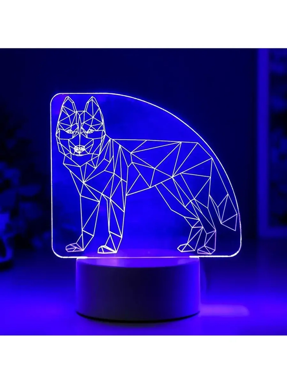 Светильник 3D ночник RISALUX «Волк», LED RGB, от сети, 9.5×1