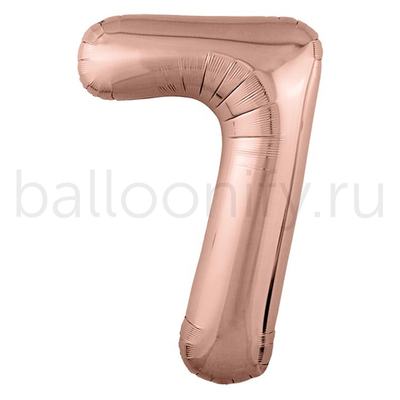 Шар ЦИФРА 7 Металлик Rose  Gold 40" 102 см