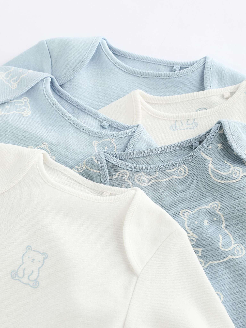 Боди с длинным рукавом для малышей Next N27-277, 5 шт., Молочный, Голубой