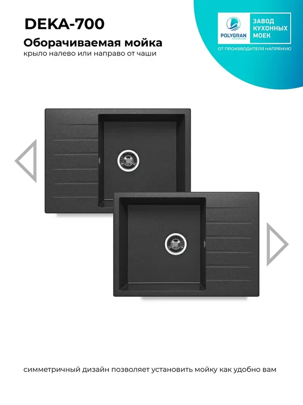 Мойка POLYGRAN DEKA-700 черный №16