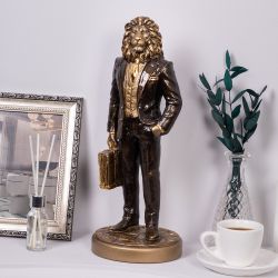 Скульптура Лев Бизнесмен Бронза Коричневый