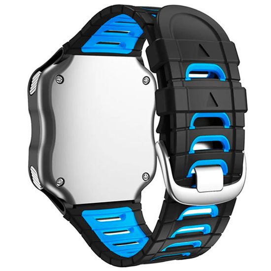 Ремешок для Garmin Forerunner 920XT силиконовый двухцветный (Черный/голубой)