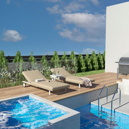 Шезлонг Ideal Patio КОСТА на колесах бежевый - белый каркас