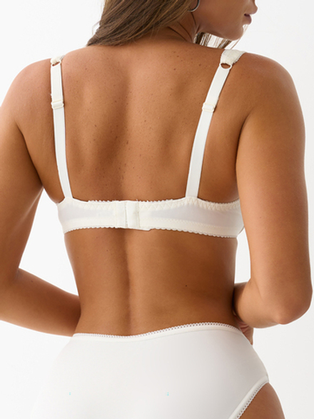 Бюстгальтер балконет на дубляже с кружевной сеткой молоко