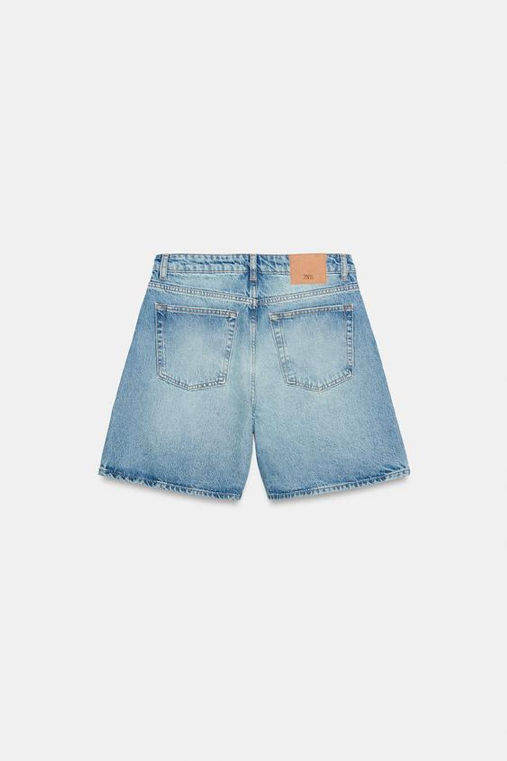 ZARA ДЖИНСОВЫЕ ШОРТЫ Z1975 С ПЕРЕКРЕСТНЫМ ПОЯСОМ, ВЫЦВЕТШИЙ СИНИЙ