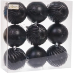 Новогодние шары «Изящные узоры» 8 см (набор 9 шт), Черный
