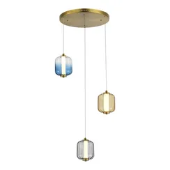 SL1193.303.03 Светильник подвесной ST-Luce Латунь/Янтарный,Дымчатый,Голубой LED 3*11,2W 3000K SUMMER
