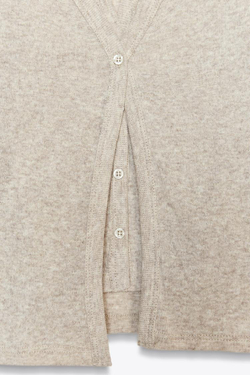 ZARA ДВУХСЛОЙНЫЙ ТОП С ГОРЛОВИНОЙ ХАЛТЕР, ПЕСОЧНЫЙ С МЕЛАНЖЕВЫМ ЭФФЕКТОМ