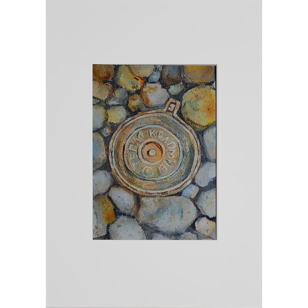 Картина авторская акварельная в паспарту 21х30 см на стену для интерьера "Тепло Коломны"