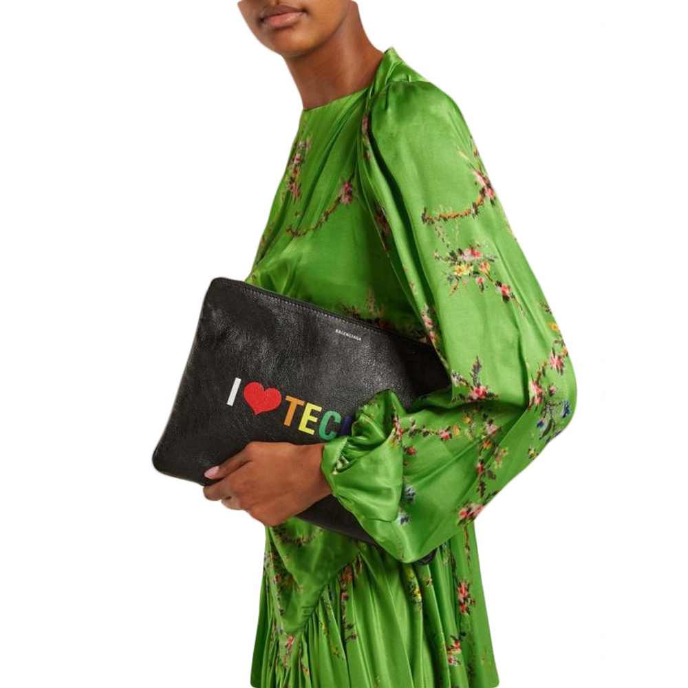 Balenciaga Leather Clutch Women"s Black