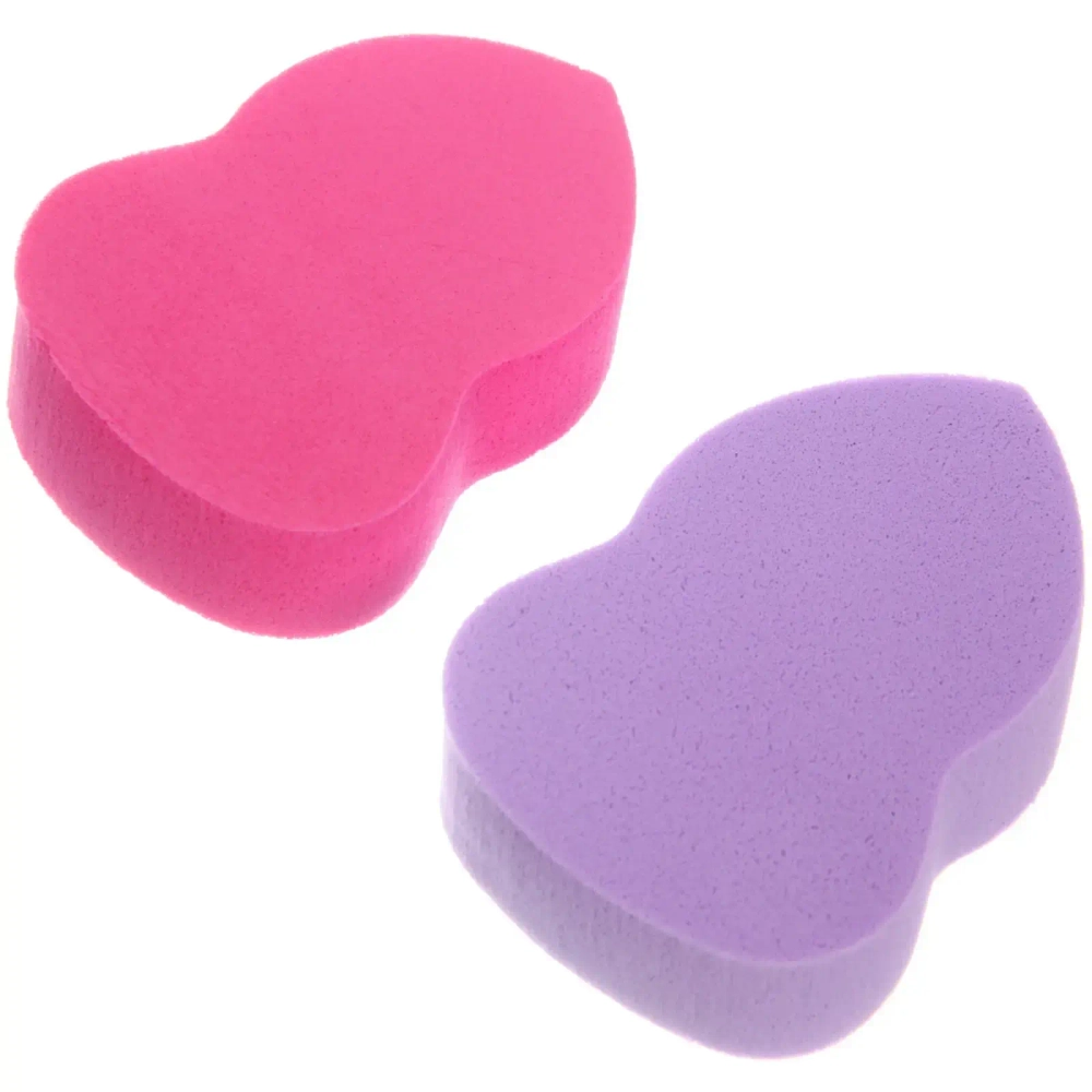 Спонжи для макияжа 2шт «ЭФФЕКТО», микс два цвета розовый и фиолетовый, 2*6см