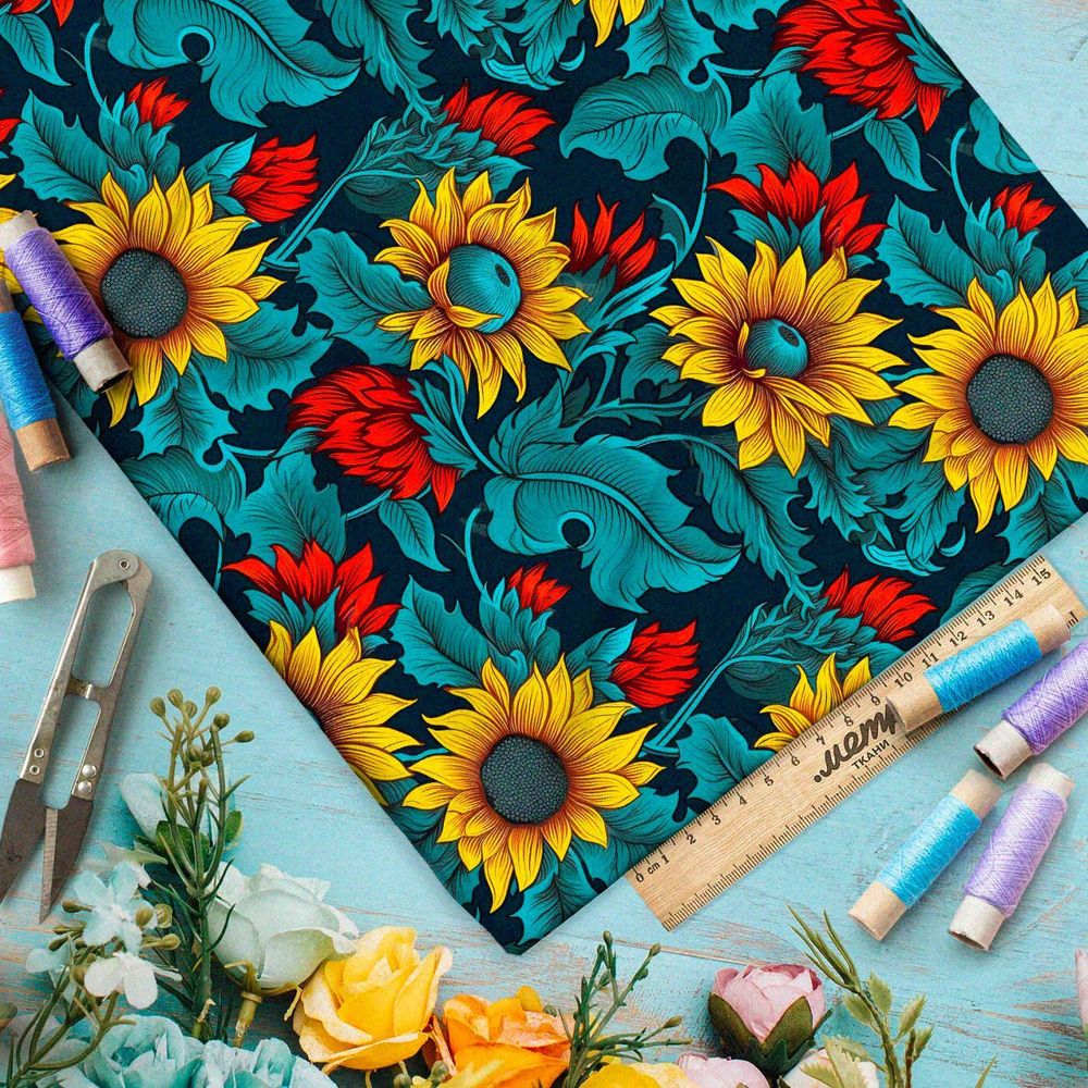 Ткань премиум мембрана ночные подсолнухи