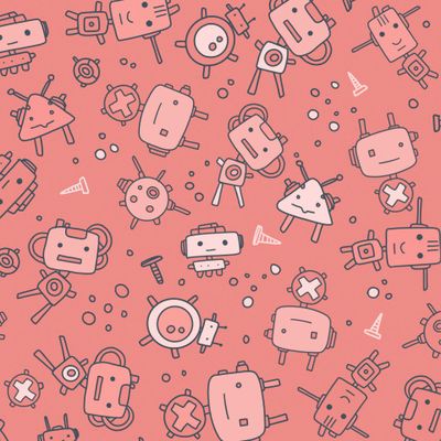 Милые Роботы на коралловом