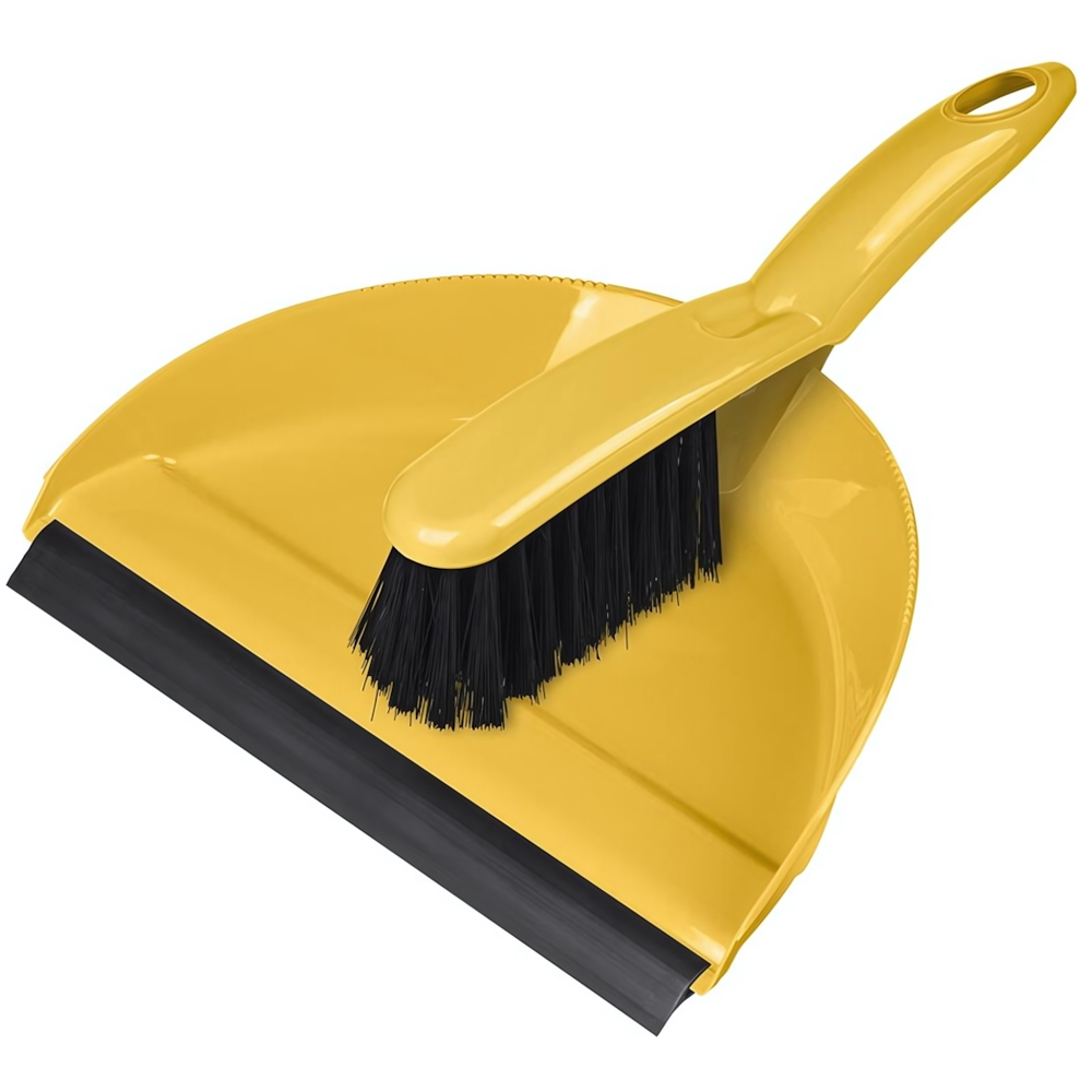 Щетка-сметка "Good" с совком с кромкой (ярко-желтый)